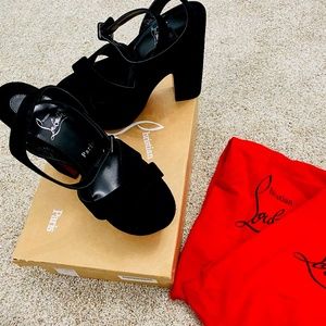 Christian Louboutin SUPERYAZ 160 Black Suede Platform Heels